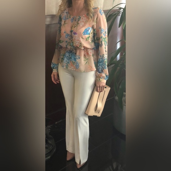 🛍️SALE🛍️ Sis Sis Sheer Long Sleeve Floral Peplum Waist Blouse - Picture 5 of 7